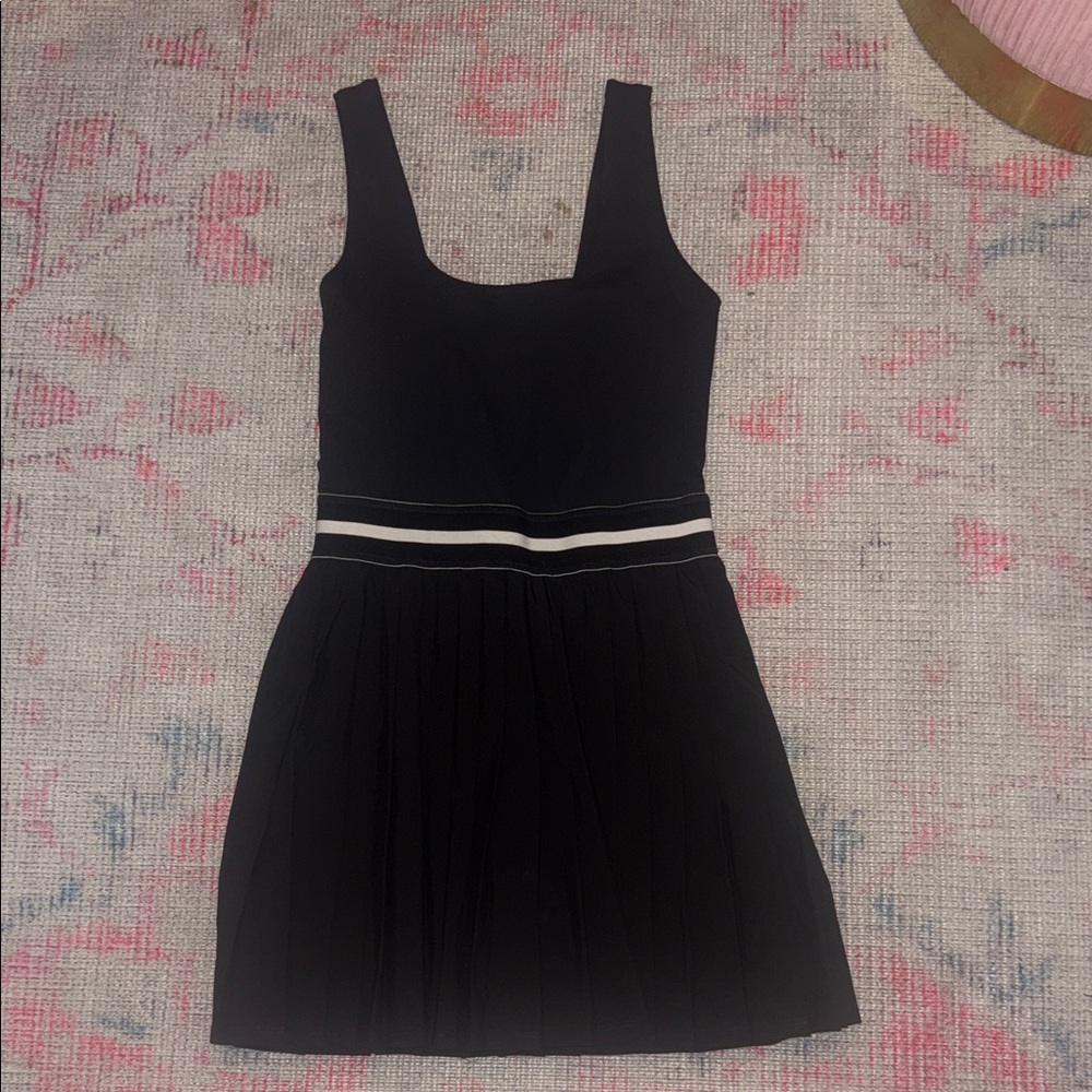 Target Black Sleeveless Pleated Dress with Contrasting Waistband